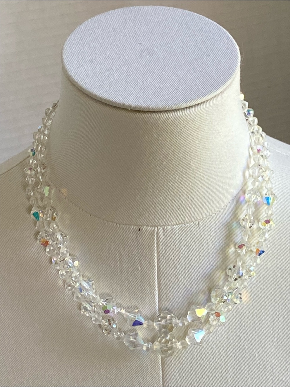 VTG Mid-Century Double Strand Aurora Borealis Crystal Necklace